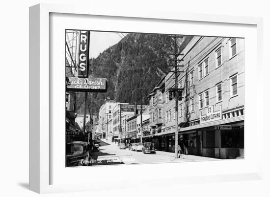 Juneau, Alaska - View of Franklin Street-Lantern Press-Framed Art Print