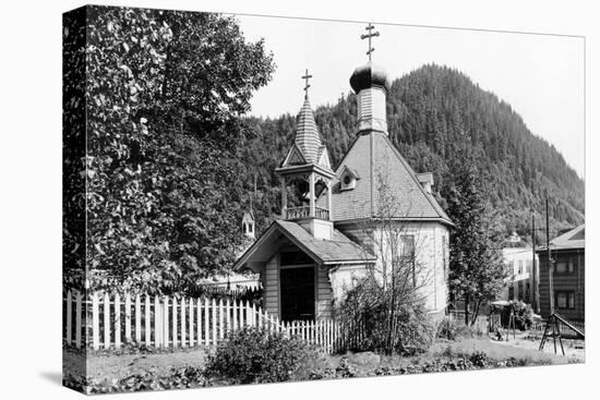 Juneau, Alaska View of Russian Church Photograph - Juneau, AK-Lantern Press-Stretched Canvas