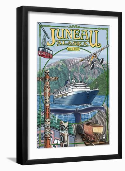 Juneau, Alaska Views, c.2009-Lantern Press-Framed Art Print