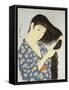 Junge Frau beim Kämmen ihrer Haare. 1920-Goyo Hashiguchi-Framed Stretched Canvas