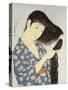 Junge Frau beim Kämmen ihrer Haare. 1920-Goyo Hashiguchi-Stretched Canvas
