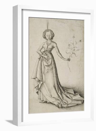 Junge Frau mit Blütenranke-null-Framed Giclee Print