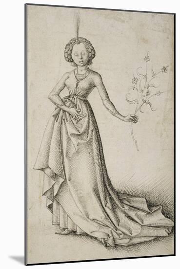 Junge Frau mit Blütenranke-null-Mounted Giclee Print