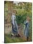 Junge Frau und Mädchen an einem Brunnen. 1882-Camille Pissarro-Stretched Canvas