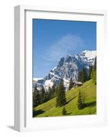 Jungfrau Massif and Swiss Chalet Near Murren, Jungfrau Region, Switzerland-Michael DeFreitas-Framed Photographic Print