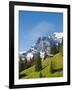 Jungfrau Massif and Swiss Chalet Near Murren, Jungfrau Region, Switzerland-Michael DeFreitas-Framed Photographic Print