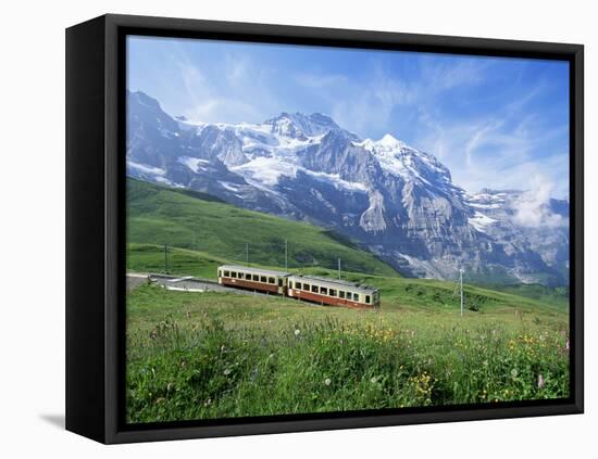 Jungfrau Railway and the Jungfrau, 13642 Ft., Bernese Oberland, Swiss Alps, Switzerland-Hans Peter Merten-Framed Stretched Canvas