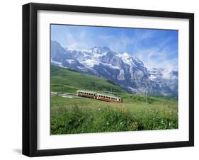 Jungfrau Railway and the Jungfrau, 13642 Ft., Bernese Oberland, Swiss Alps, Switzerland-Hans Peter Merten-Framed Photographic Print