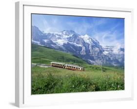 Jungfrau Railway and the Jungfrau, 13642 Ft., Bernese Oberland, Swiss Alps, Switzerland-Hans Peter Merten-Framed Photographic Print