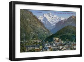 Jungfraujoch - Interlaken and Jungfrau in Switzerland. Postcard Sent in 1913-Swiss photographer-Framed Giclee Print