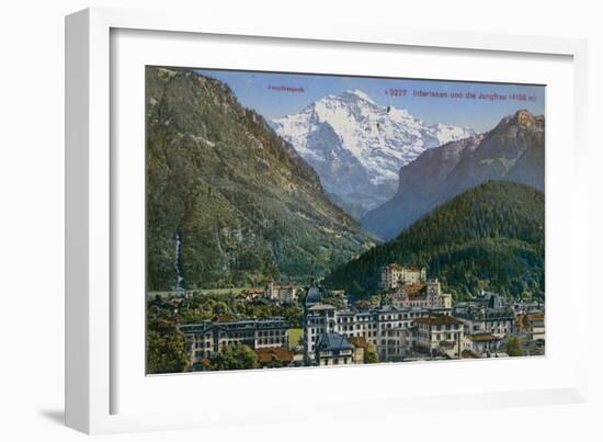 Jungfraujoch - Interlaken and Jungfrau in Switzerland. Postcard Sent in 1913-Swiss photographer-Framed Giclee Print