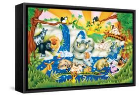 Jungle Bath-Marco Chicapouje-Framed Stretched Canvas