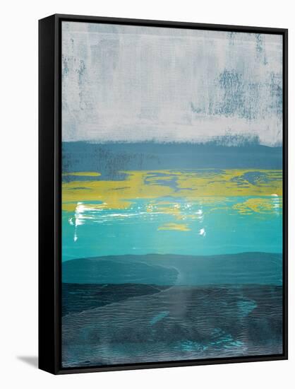 Jungle Blue and Gray Abstract Study-Emma Moore-Framed Stretched Canvas