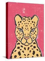 Jungle Cat Hot Pink-Moira Hershey-Stretched Canvas