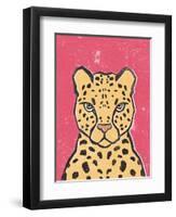 Jungle Cat Hot Pink-Moira Hershey-Framed Art Print