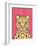 Jungle Cat Hot Pink-Moira Hershey-Framed Art Print