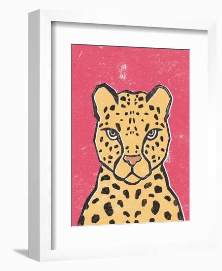 Jungle Cat Hot Pink-Moira Hershey-Framed Art Print