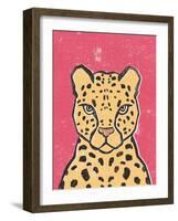 Jungle Cat Hot Pink-Moira Hershey-Framed Art Print