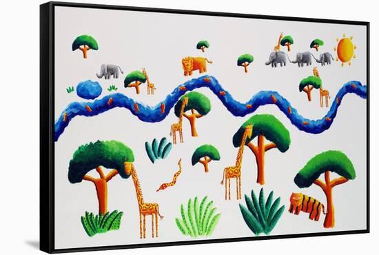 Jungle River, 2002-Julie Nicholls-Framed Stretched Canvas