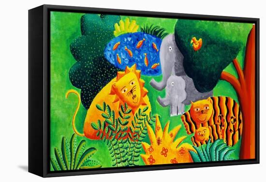 Jungle Scene, 2002-Julie Nicholls-Framed Stretched Canvas
