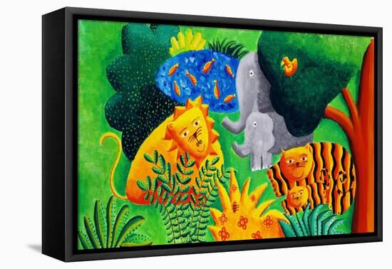 Jungle Scene, 2002-Julie Nicholls-Framed Stretched Canvas