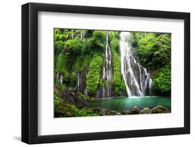 Jungle Waterfall Cascade in Tropical Rainforest with Rock and Turquoise Blue Pond. its Name Banyuma-null-Framed Photographic Print