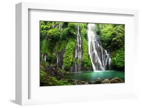 Jungle Waterfall Cascade in Tropical Rainforest with Rock and Turquoise Blue Pond. its Name Banyuma-null-Framed Photographic Print