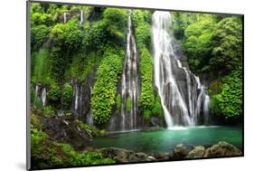 Jungle Waterfall Cascade in Tropical Rainforest with Rock and Turquoise Blue Pond. its Name Banyuma-null-Mounted Photographic Print