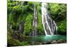 Jungle Waterfall Cascade in Tropical Rainforest with Rock and Turquoise Blue Pond. its Name Banyuma-null-Mounted Photographic Print