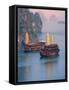 Junk Boat and Karst Islands in Halong Bay, Vietnam-Keren Su-Framed Stretched Canvas