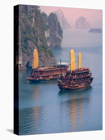 Junk Boat and Karst Islands in Halong Bay, Vietnam-Keren Su-Stretched Canvas