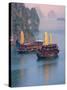 Junk Boat and Karst Islands in Halong Bay, Vietnam-Keren Su-Stretched Canvas