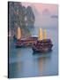 Junk Boat and Karst Islands in Halong Bay, Vietnam-Keren Su-Stretched Canvas