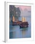 Junk Boat and Karst Islands in Halong Bay, Vietnam-Keren Su-Framed Premium Photographic Print