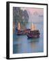 Junk Boat and Karst Islands in Halong Bay, Vietnam-Keren Su-Framed Premium Photographic Print