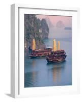 Junk Boat and Karst Islands in Halong Bay, Vietnam-Keren Su-Framed Photographic Print