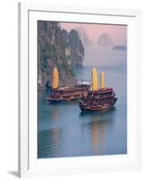 Junk Boat and Karst Islands in Halong Bay, Vietnam-Keren Su-Framed Photographic Print