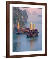 Junk Boat and Karst Islands in Halong Bay, Vietnam-Keren Su-Framed Photographic Print