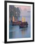 Junk Boat and Karst Islands in Halong Bay, Vietnam-Keren Su-Framed Photographic Print