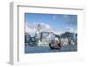 Junk Boat Passing Convention Centre and Hong Kong Island Skyline, Hong Kong, China-Ian Trower-Framed Photographic Print