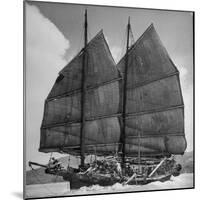 Junk Leaving Harbor with Patchwork Sails Up-Jack Birns-Mounted Photographic Print