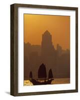 Junk on Victoria Harbour, Hong Kong, China-Neil Farrin-Framed Photographic Print