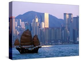 Junk Sailing in Hong Kong Harbor, Hong Kong, China-Paul Souders-Stretched Canvas