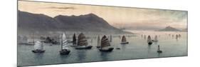 Junks in the Bay Before Victoria Peak-E. Kato-Mounted Premium Giclee Print