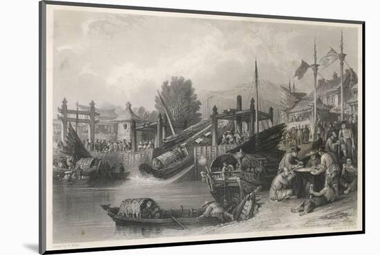 Junks on Canal in China-W. Floyd-Mounted Photographic Print