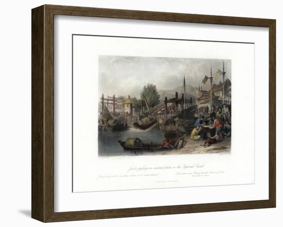 Junks Passing an Inclined Plane on the Imperial Canal, China, C1840-W Floyd-Framed Giclee Print