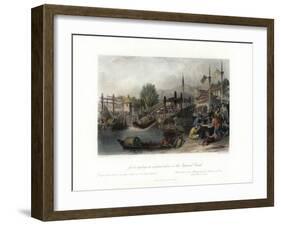 Junks Passing an Inclined Plane on the Imperial Canal, China, C1840-W Floyd-Framed Giclee Print