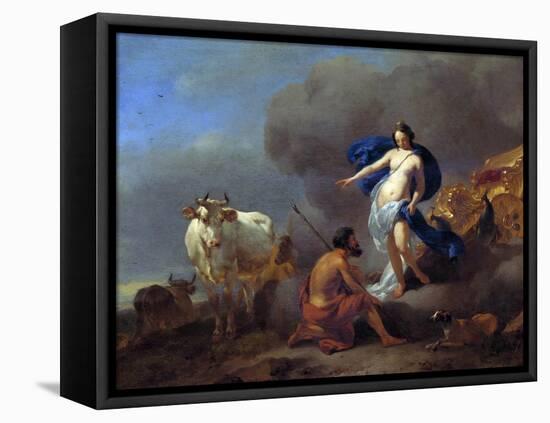 Juno Commanding Argus to Keep Watch on Io-Nicolaes Pietersz. Berchem-Framed Stretched Canvas
