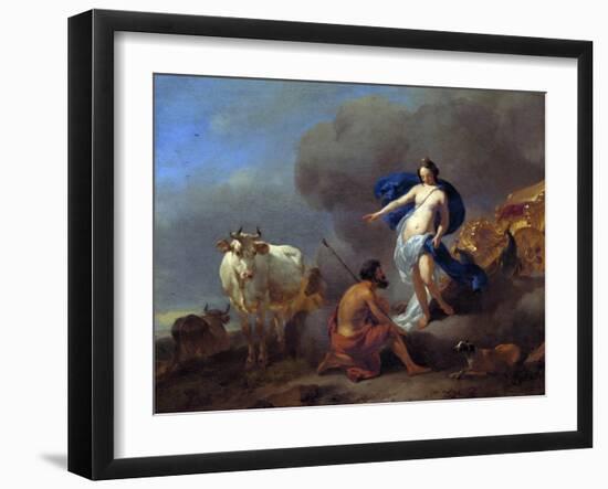 Juno Commanding Argus to Keep Watch on Io-Nicolaes Pietersz. Berchem-Framed Art Print