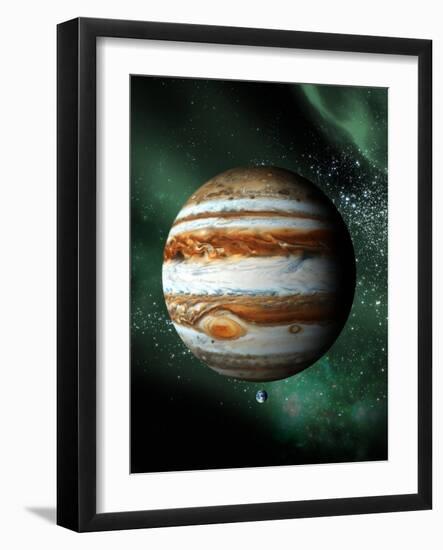 Jupiter And Earth, Artwork-Victor Habbick-Framed Photographic Print